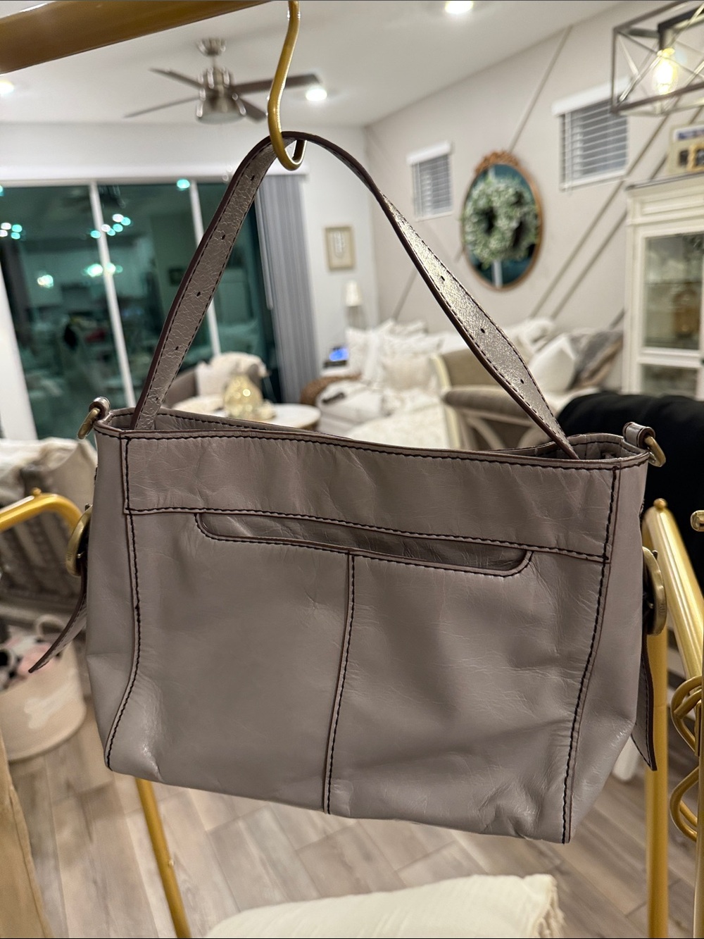Hobo brand Classic Taupe Leather Shoulder Bag - Women - Picture 5 of 12